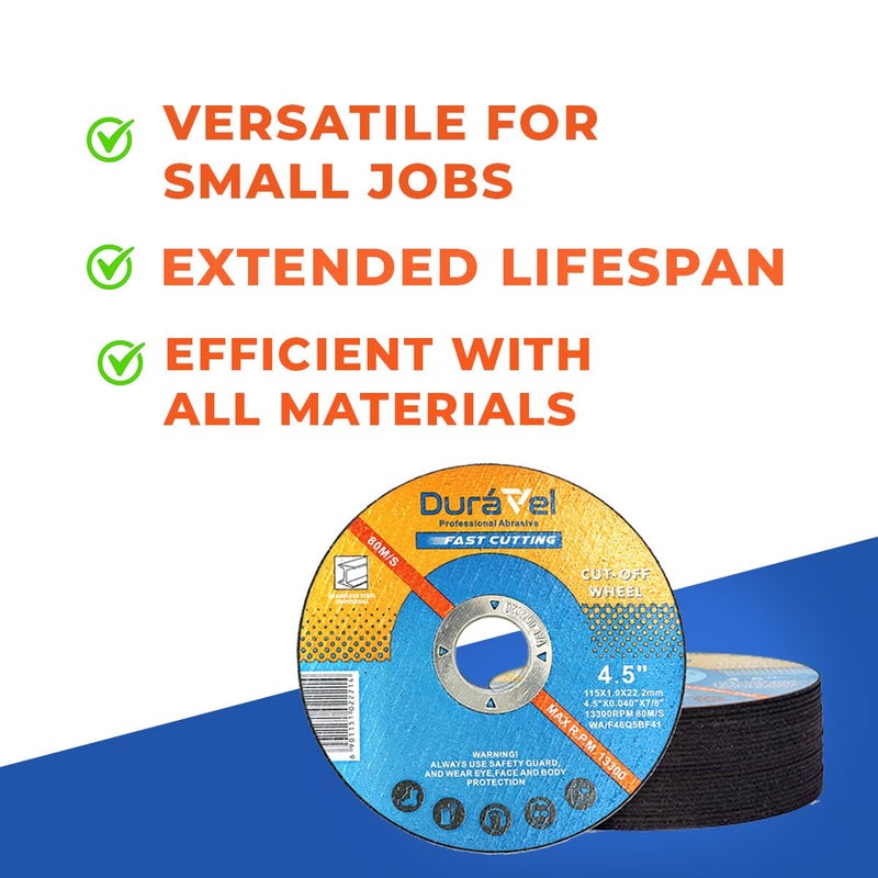 Duravel Professional Cut Off Wheel - 4.5" (Fast Cutting) - Thin Cutting Wheel for Angle Grinder & Cut-Off Tools - 20 Pack - Image 4